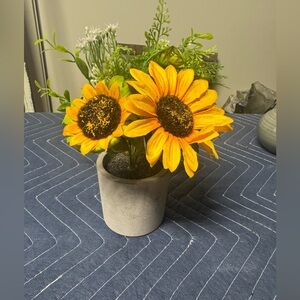 Vibrant Yellow Sunflower Arrangement in Gray Pot